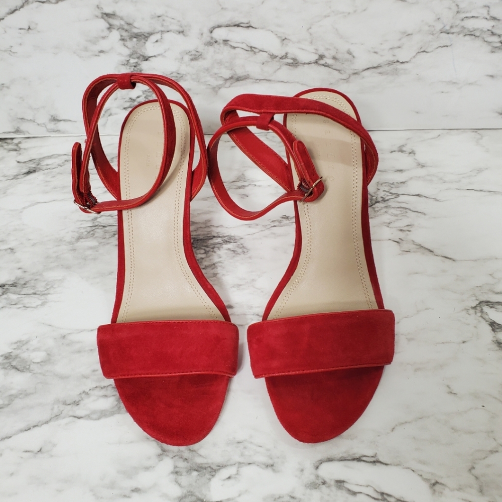 Sandro Nina Red Suede Ankle Buckle Heels. EU39 - Picture 3 of 10